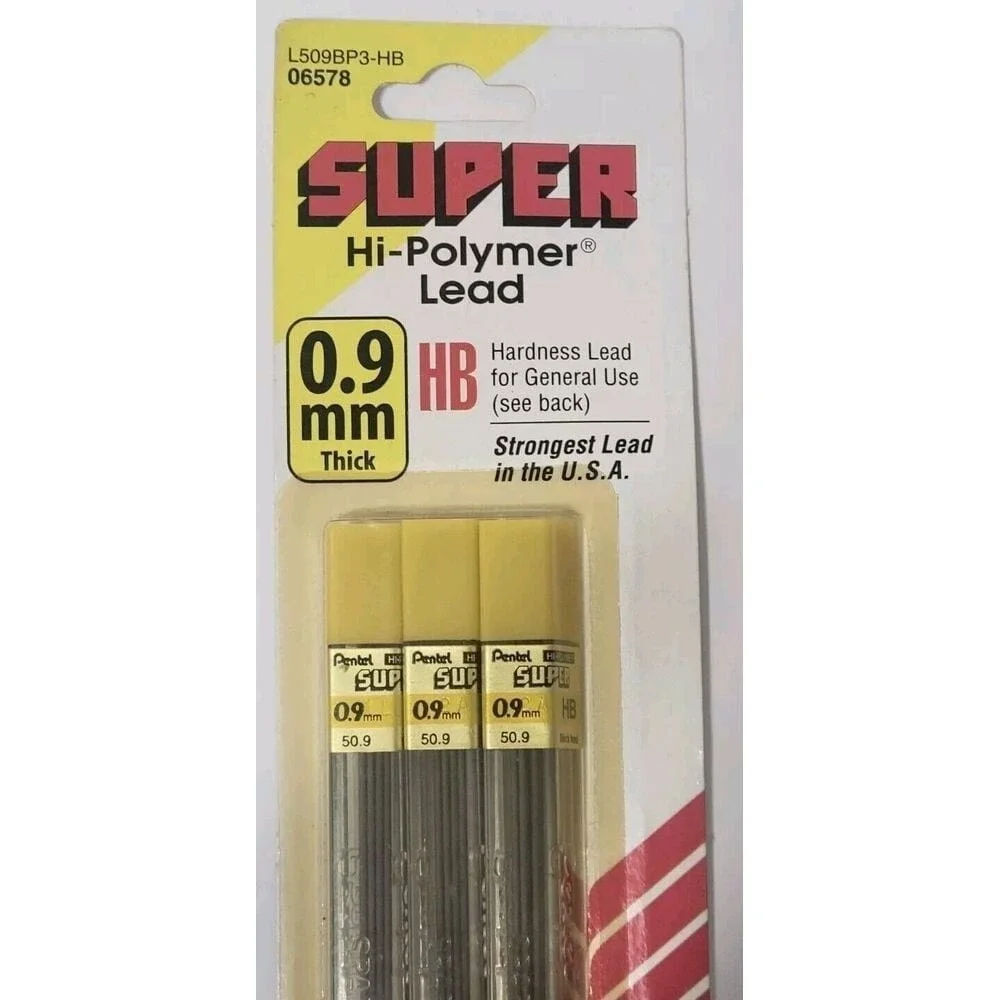 Pentel 3PK Super Hi-Polymer .9mm Mechanical Pencil Lead Refills 45 Pcs Old Stock